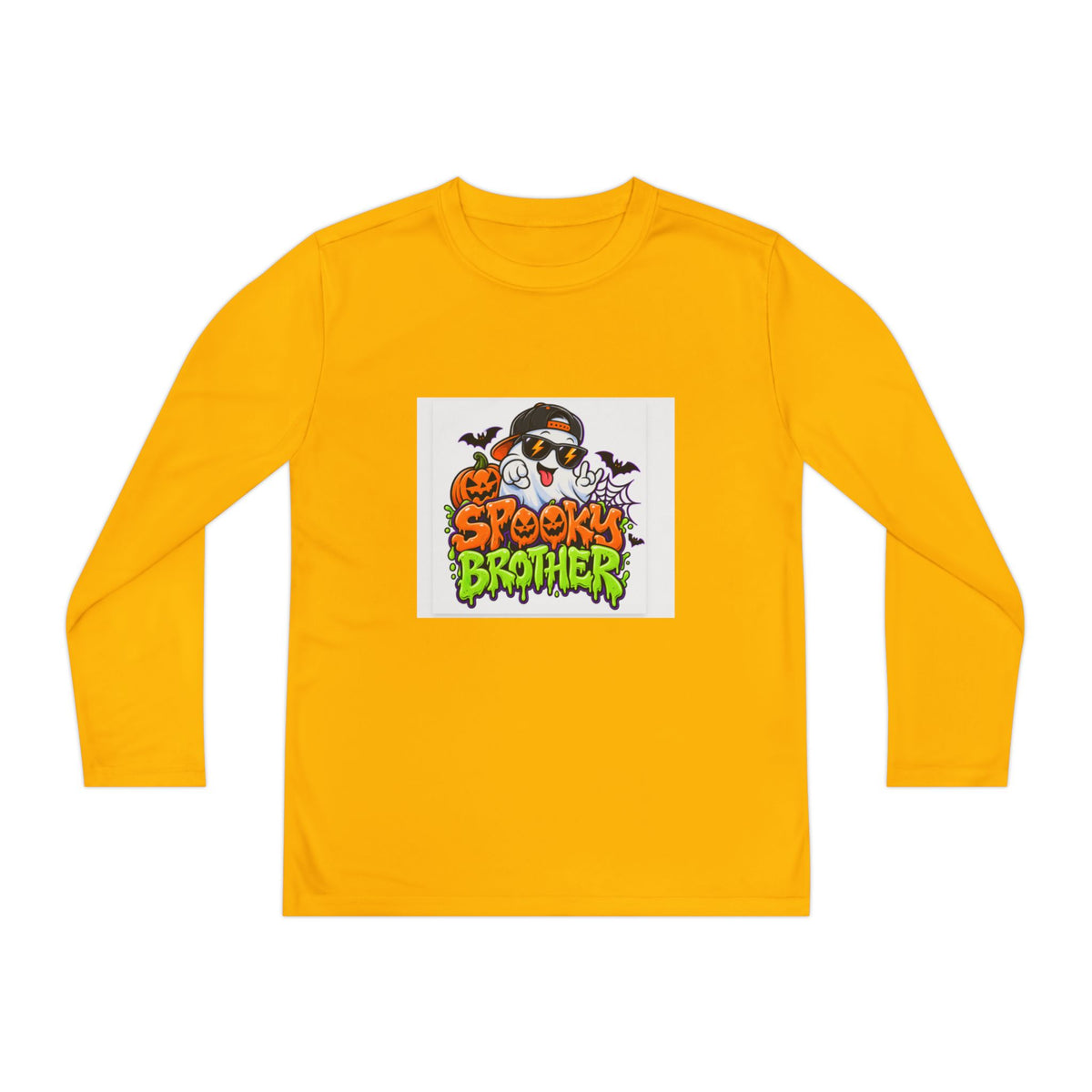 Youth Long Sleeve Tee — "Spooky Brother" Halloween Ghost Graphic