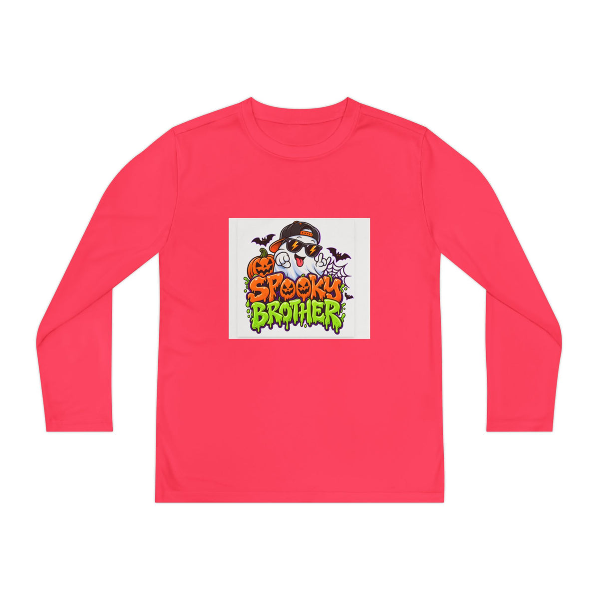Youth Long Sleeve Tee — "Spooky Brother" Halloween Ghost Graphic
