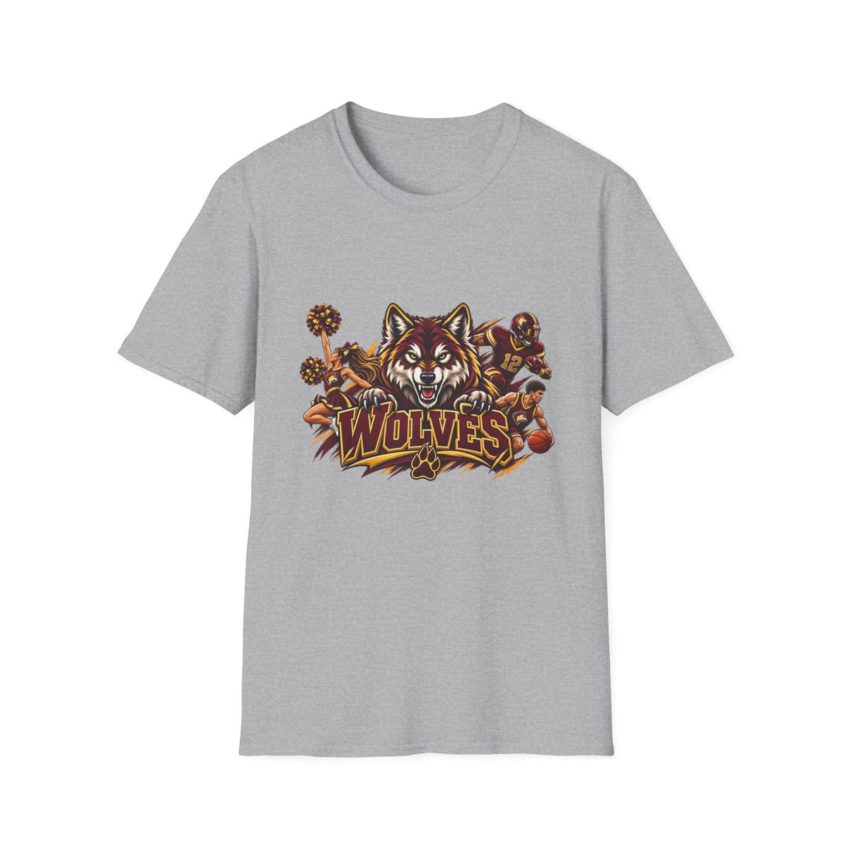 Wolves Mascot T-Shirt — Fierce Wolf Sports Graphic Tee