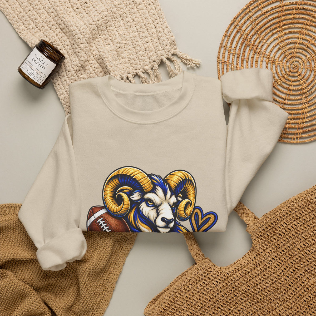 Football Mom Sweatshirt – Ram Mascot Graphic Crewneck