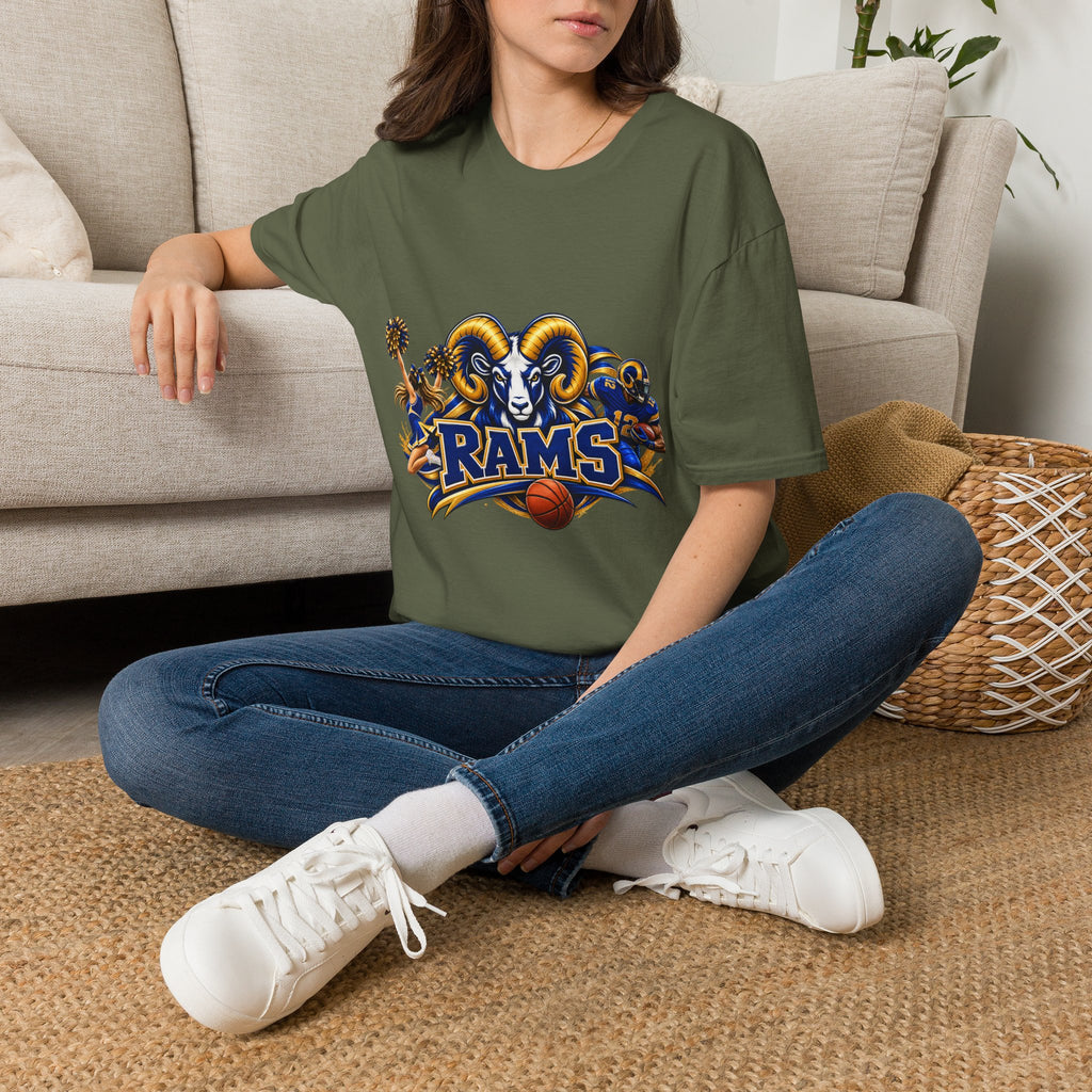 Rams Mascot T-Shirt — Vintage Sports Ram Head Basketball Graphic Tee