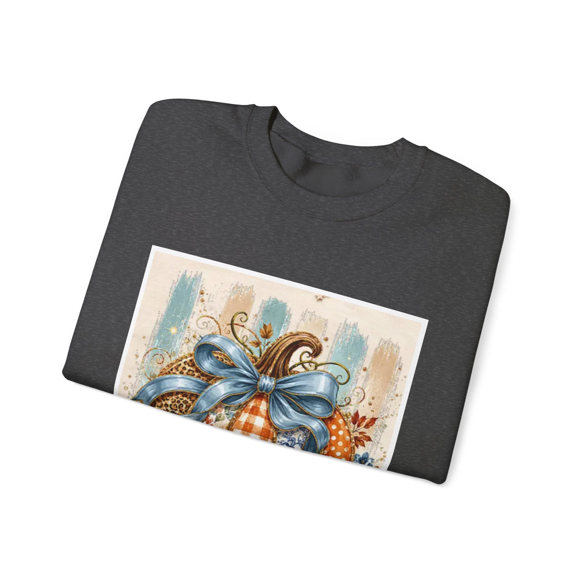 Autumn Plaid Pumpkins Crewneck Sweatshirt — Cozy Fall Pumpkin Art Pullover