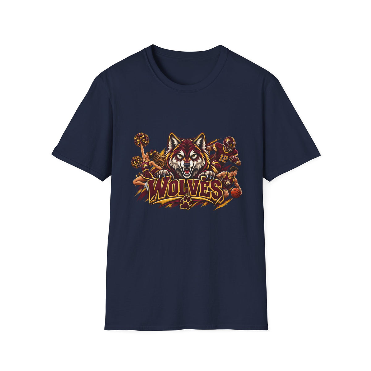 Wolves Mascot T-Shirt — Fierce Wolf Sports Graphic Tee
