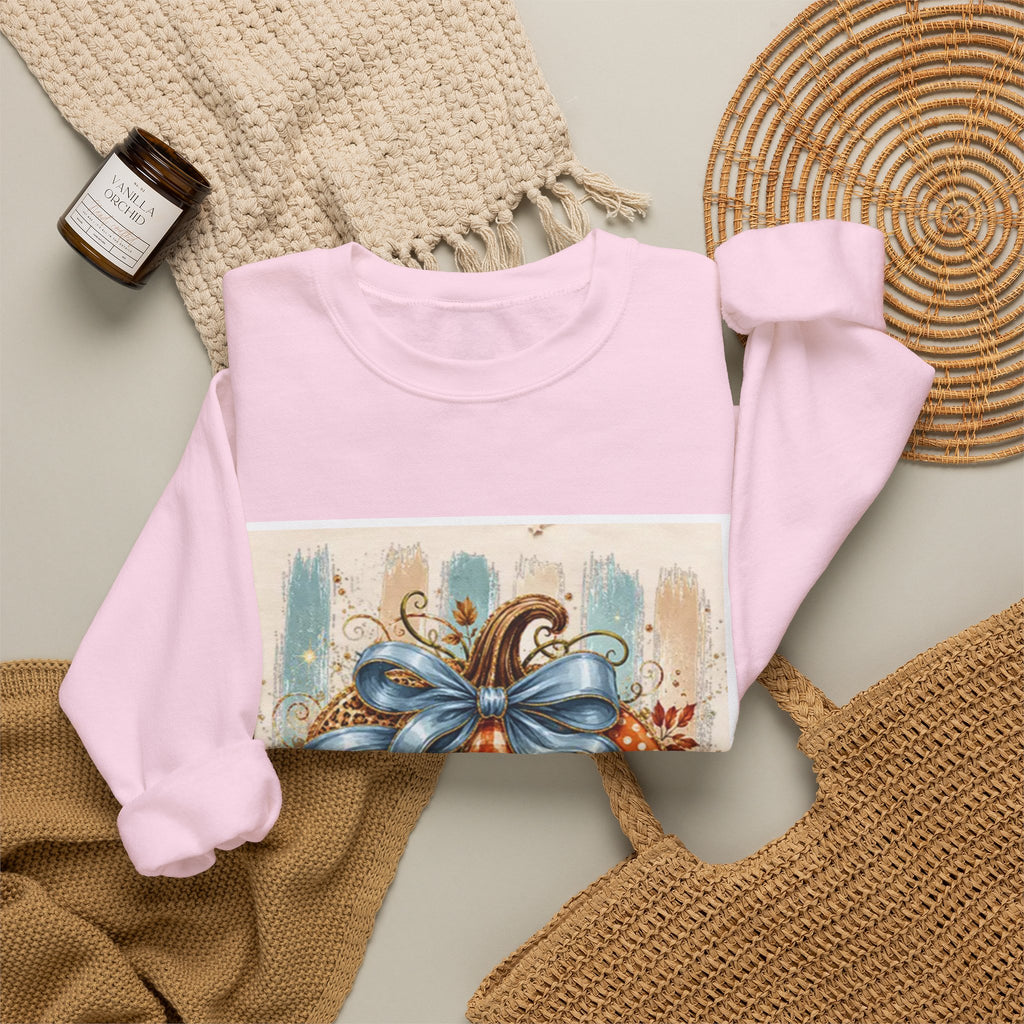 Autumn Plaid Pumpkins Crewneck Sweatshirt — Cozy Fall Pumpkin Art Pullover
