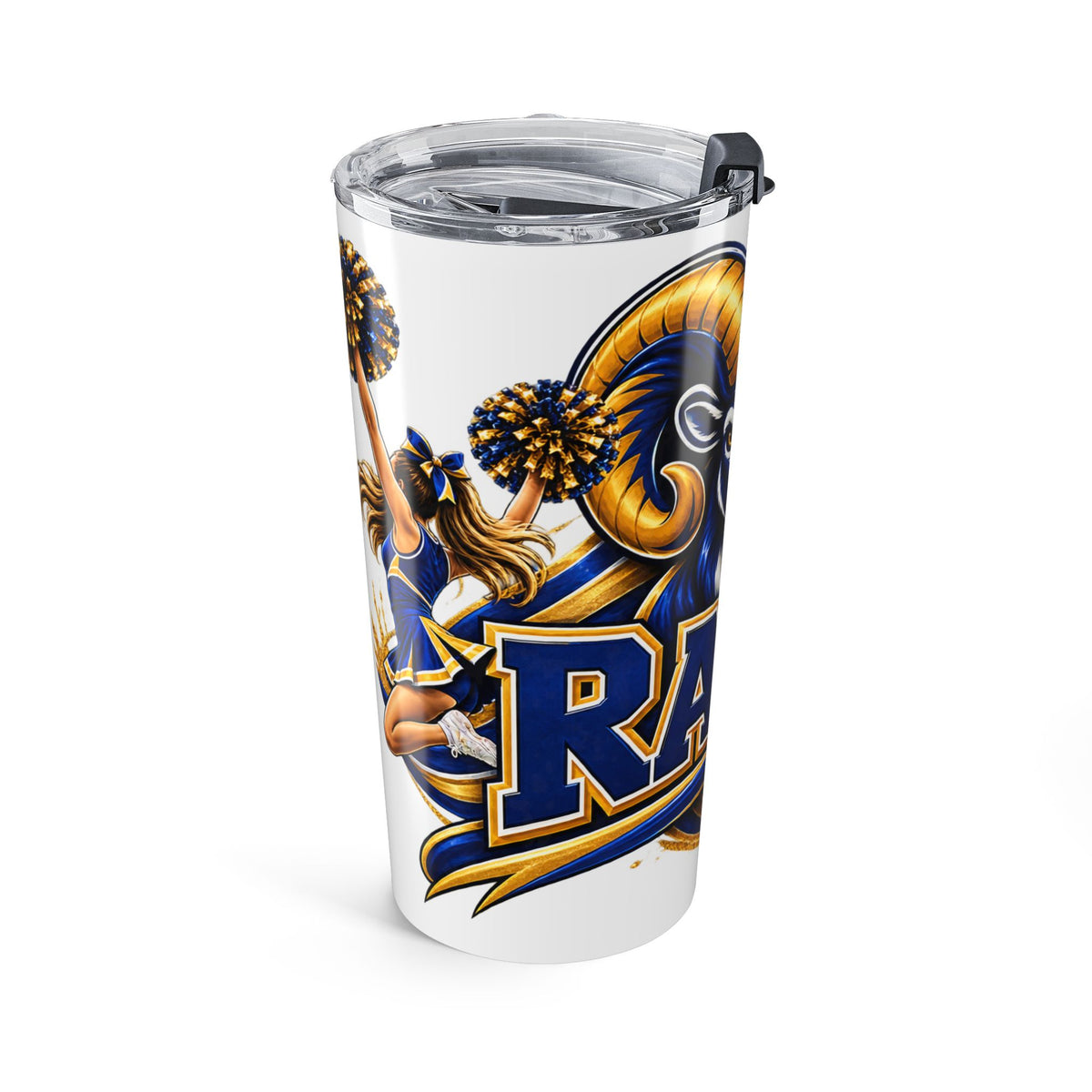 Rams Sports Tumbler 20oz – Team Mascot Basketball & Cheer Insulated Travel Cup