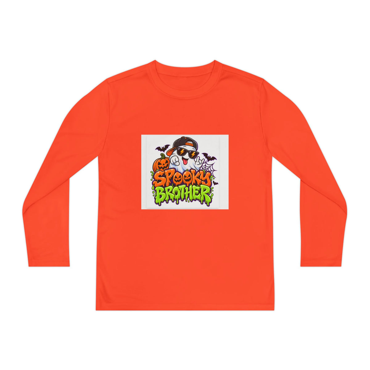 Youth Long Sleeve Tee — "Spooky Brother" Halloween Ghost Graphic