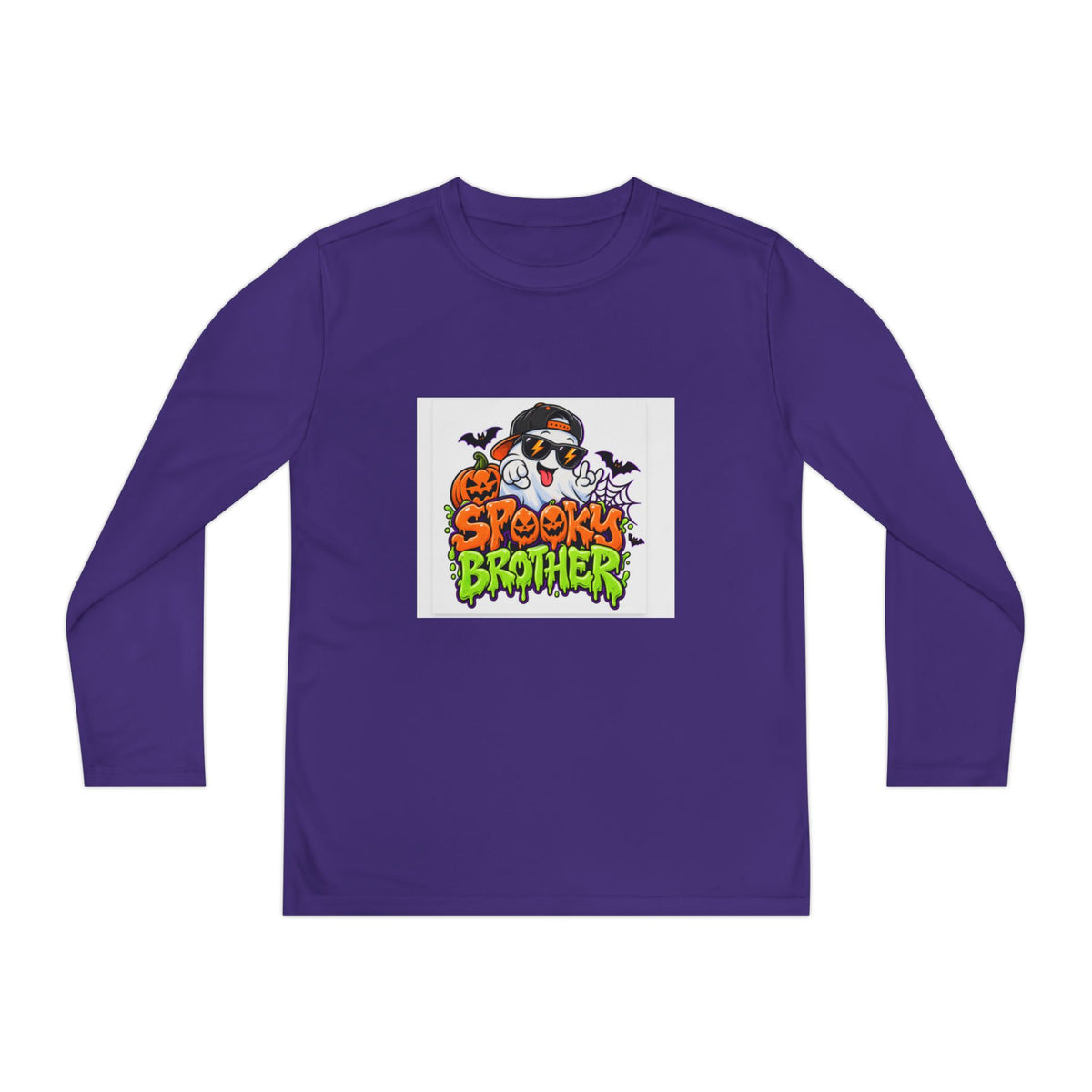 Youth Long Sleeve Tee — "Spooky Brother" Halloween Ghost Graphic