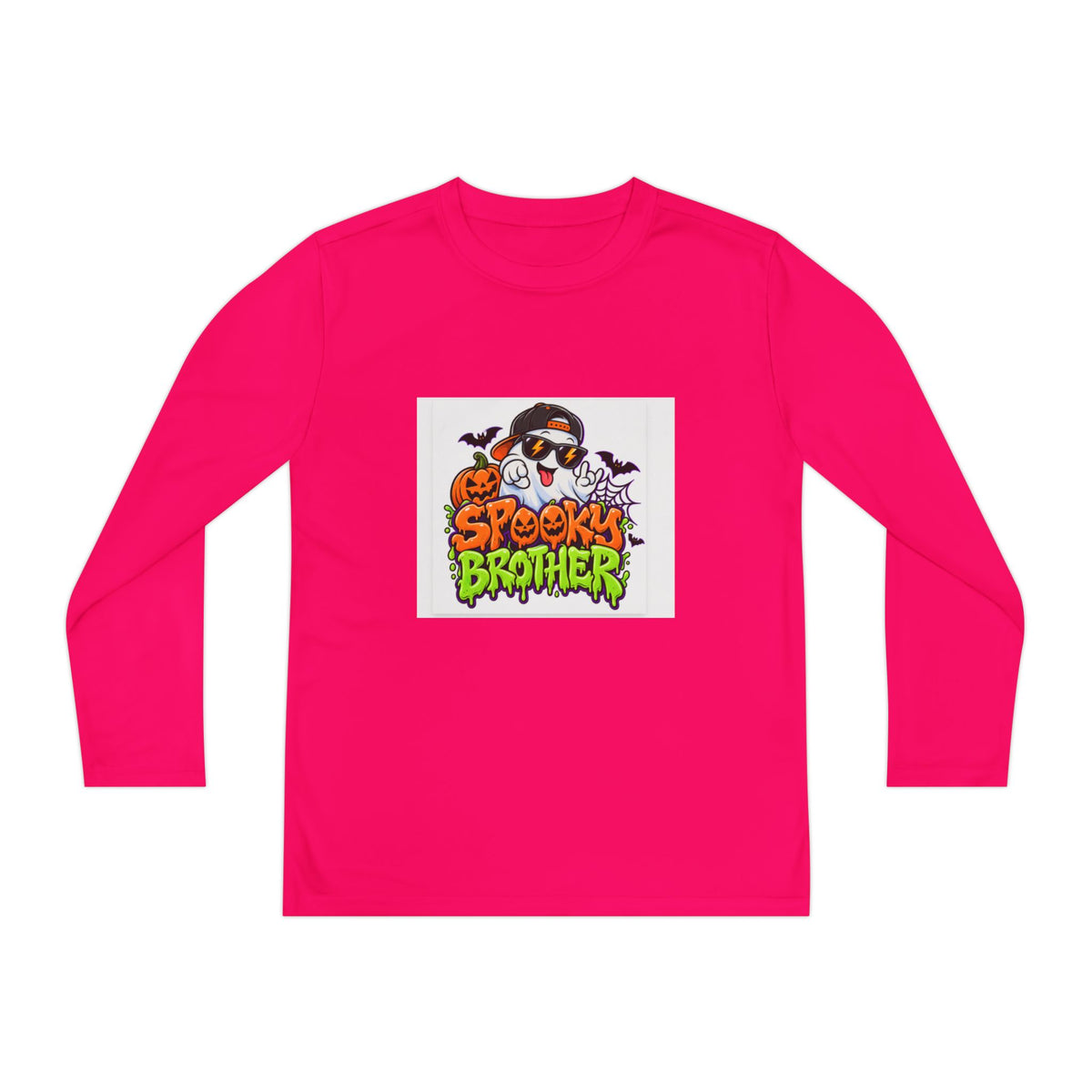 Youth Long Sleeve Tee — "Spooky Brother" Halloween Ghost Graphic