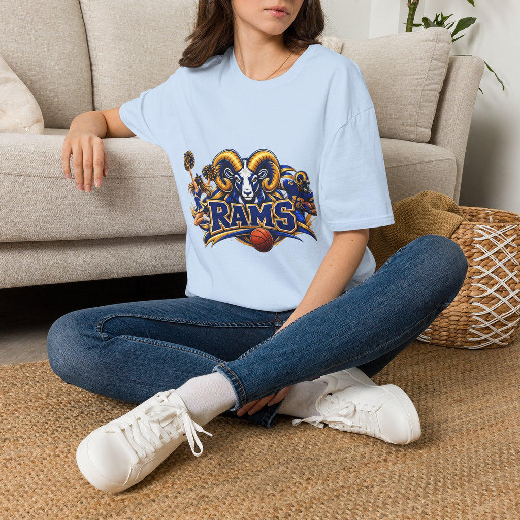 Rams Mascot T-Shirt — Vintage Sports Ram Head Basketball Graphic Tee