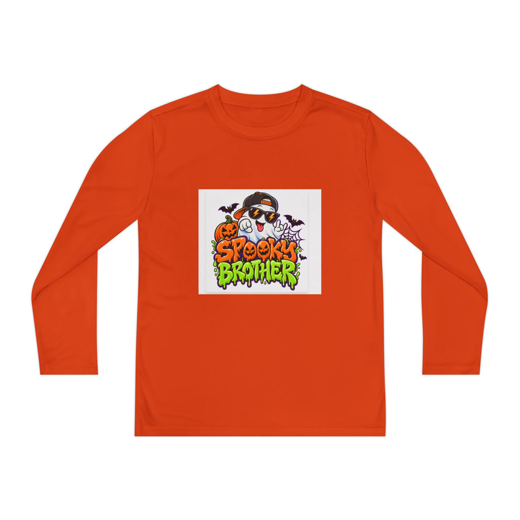 Youth Long Sleeve Tee — "Spooky Brother" Halloween Ghost Graphic