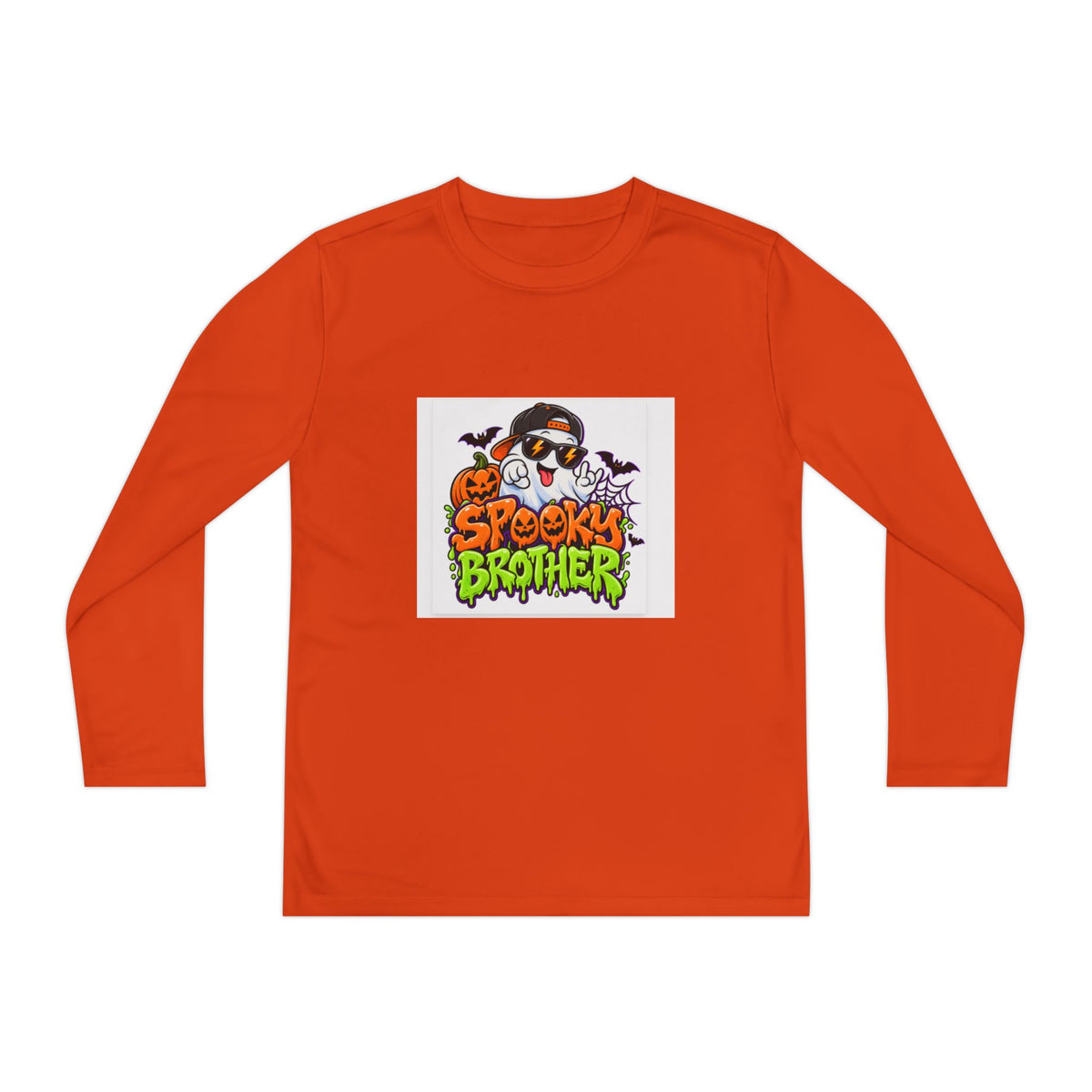 Youth Long Sleeve Tee — "Spooky Brother" Halloween Ghost Graphic