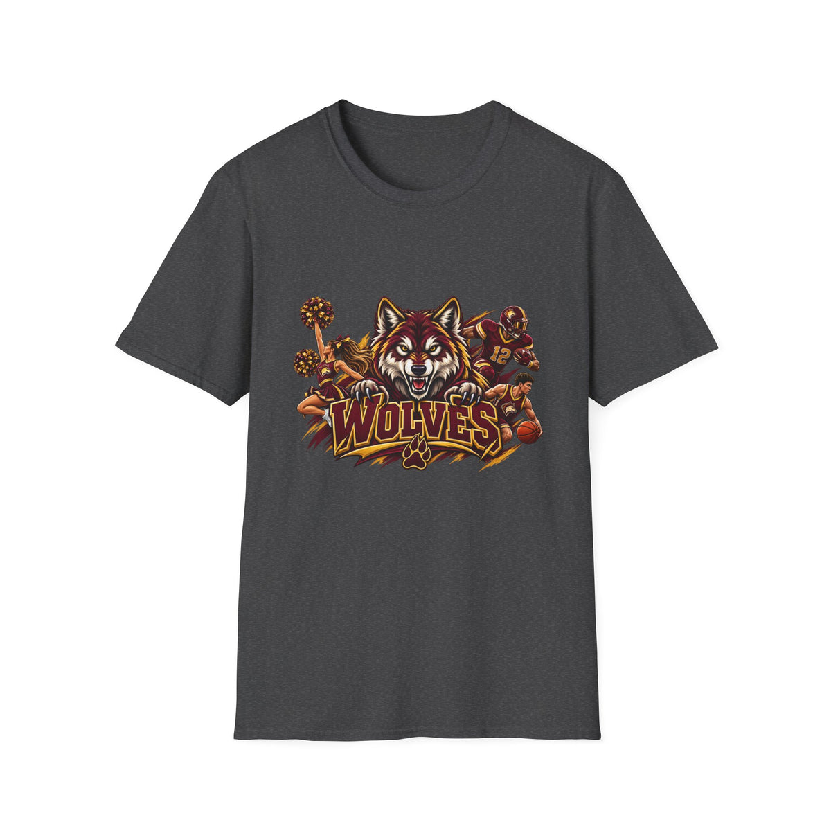Wolves Mascot T-Shirt — Fierce Wolf Sports Graphic Tee