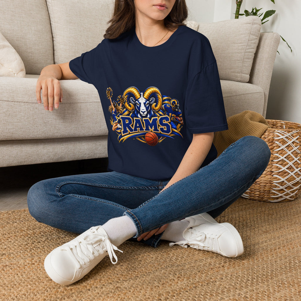 Rams Mascot T-Shirt — Vintage Sports Ram Head Basketball Graphic Tee
