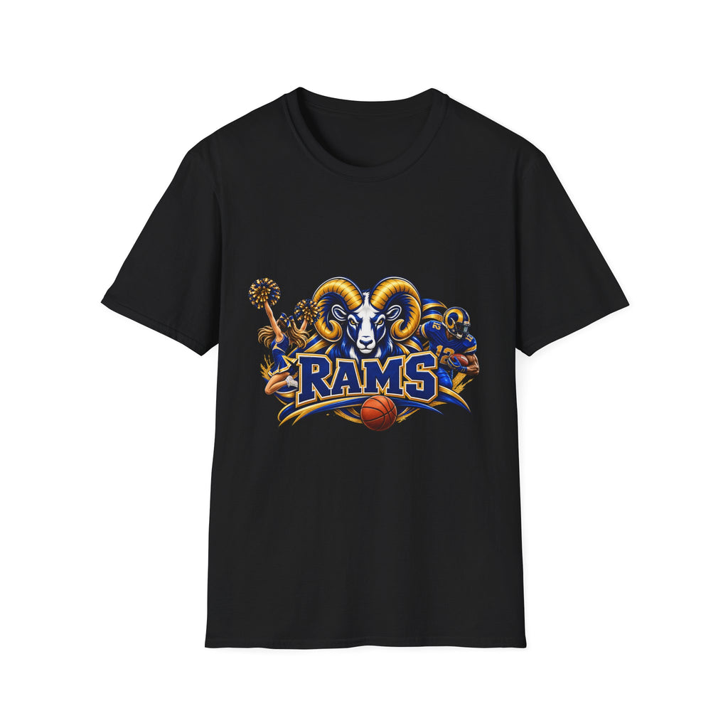 Rams Mascot T-Shirt — Vintage Sports Ram Head Basketball Graphic Tee