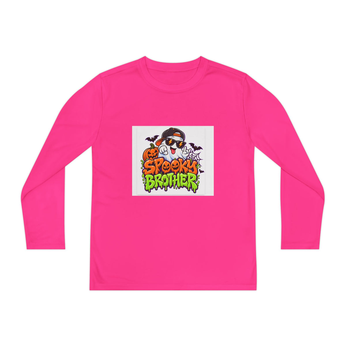 Youth Long Sleeve Tee — "Spooky Brother" Halloween Ghost Graphic