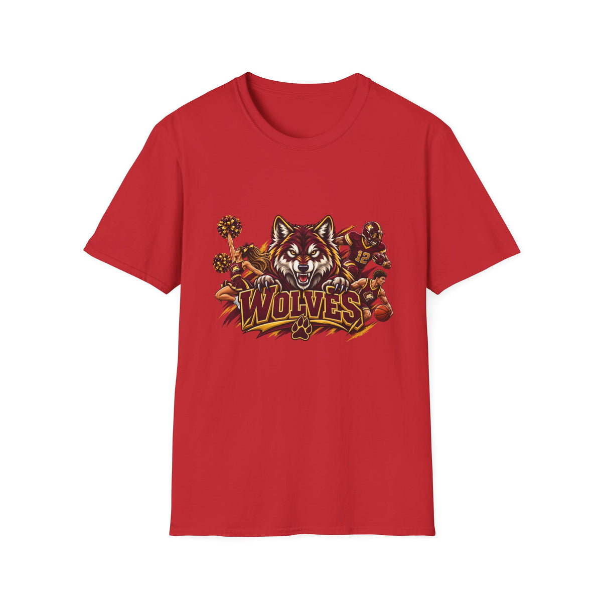 Wolves Mascot T-Shirt — Fierce Wolf Sports Graphic Tee