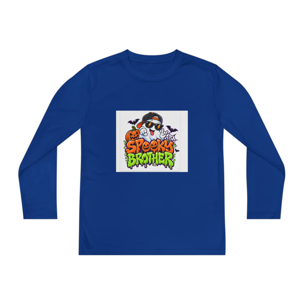 Youth Long Sleeve Tee — "Spooky Brother" Halloween Ghost Graphic
