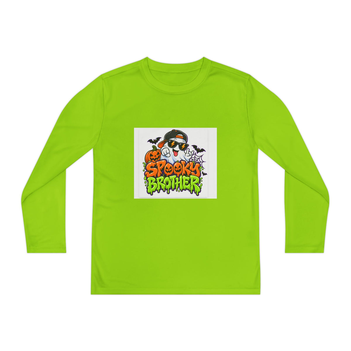Youth Long Sleeve Tee — "Spooky Brother" Halloween Ghost Graphic