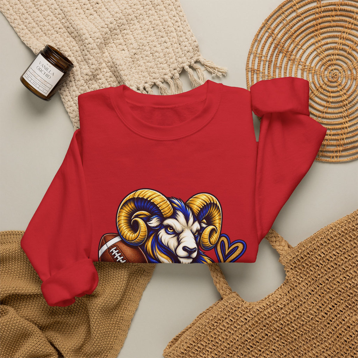 Football Mom Sweatshirt – Ram Mascot Graphic Crewneck