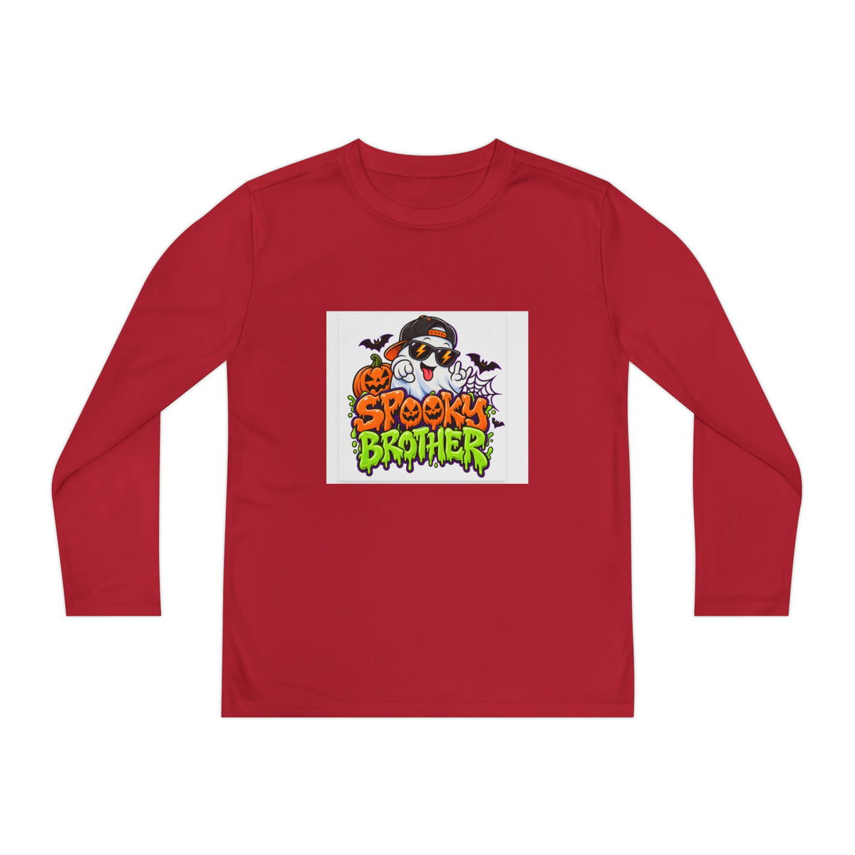 Youth Long Sleeve Tee — "Spooky Brother" Halloween Ghost Graphic