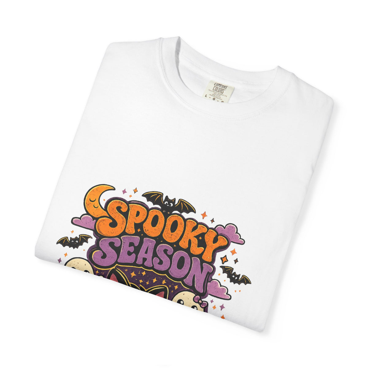 Spooky Season Halloween T-Shirt — Cute Black Cat, Ghosts & Jack-O’-Lanterns