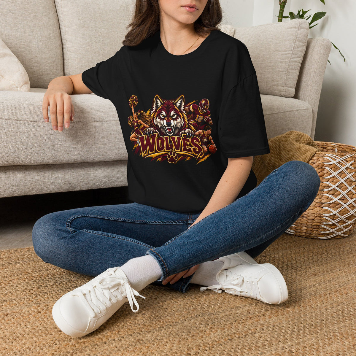Wolves Mascot T-Shirt — Fierce Wolf Sports Graphic Tee