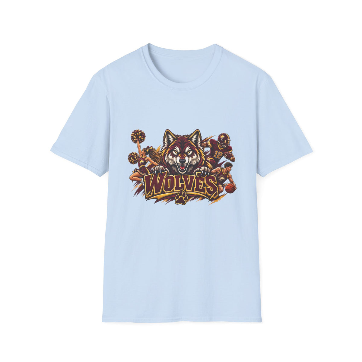 Wolves Mascot T-Shirt — Fierce Wolf Sports Graphic Tee