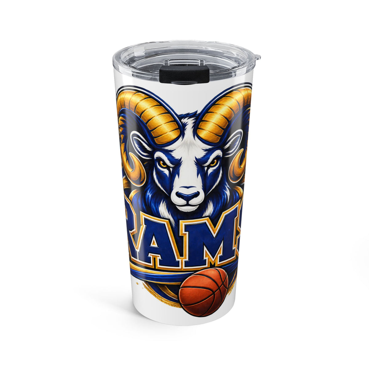 Rams Sports Tumbler 20oz – Team Mascot Basketball & Cheer Insulated Travel Cup