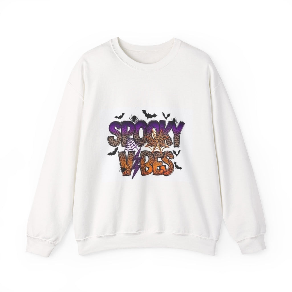 Spooky Vibes Sweatshirt — Halloween Bat Graphic Crewneck