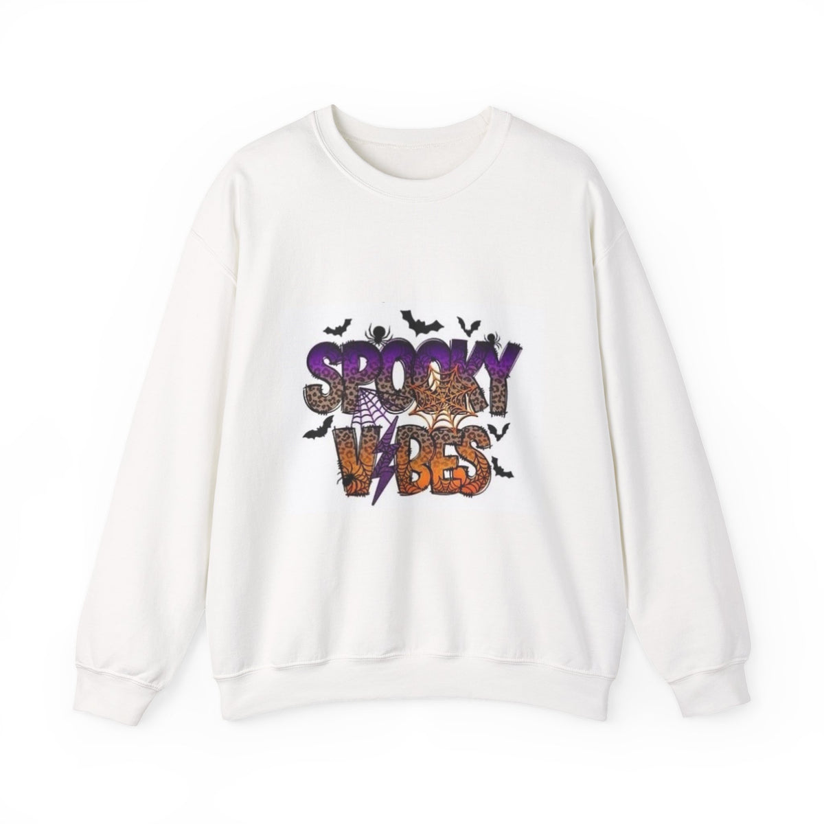 Spooky Vibes Sweatshirt — Halloween Bat Graphic Crewneck