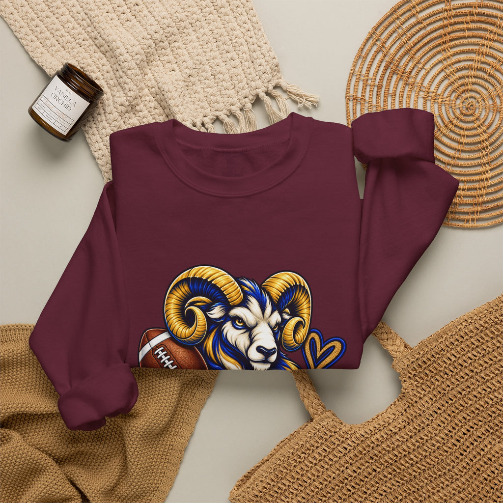 Football Mom Sweatshirt – Ram Mascot Graphic Crewneck