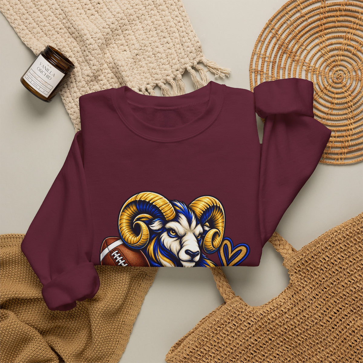 Football Mom Sweatshirt – Ram Mascot Graphic Crewneck