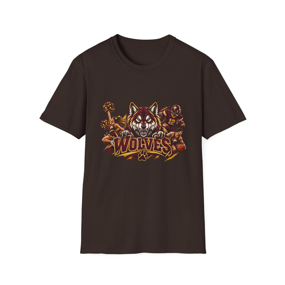 Wolves Mascot T-Shirt — Fierce Wolf Sports Graphic Tee