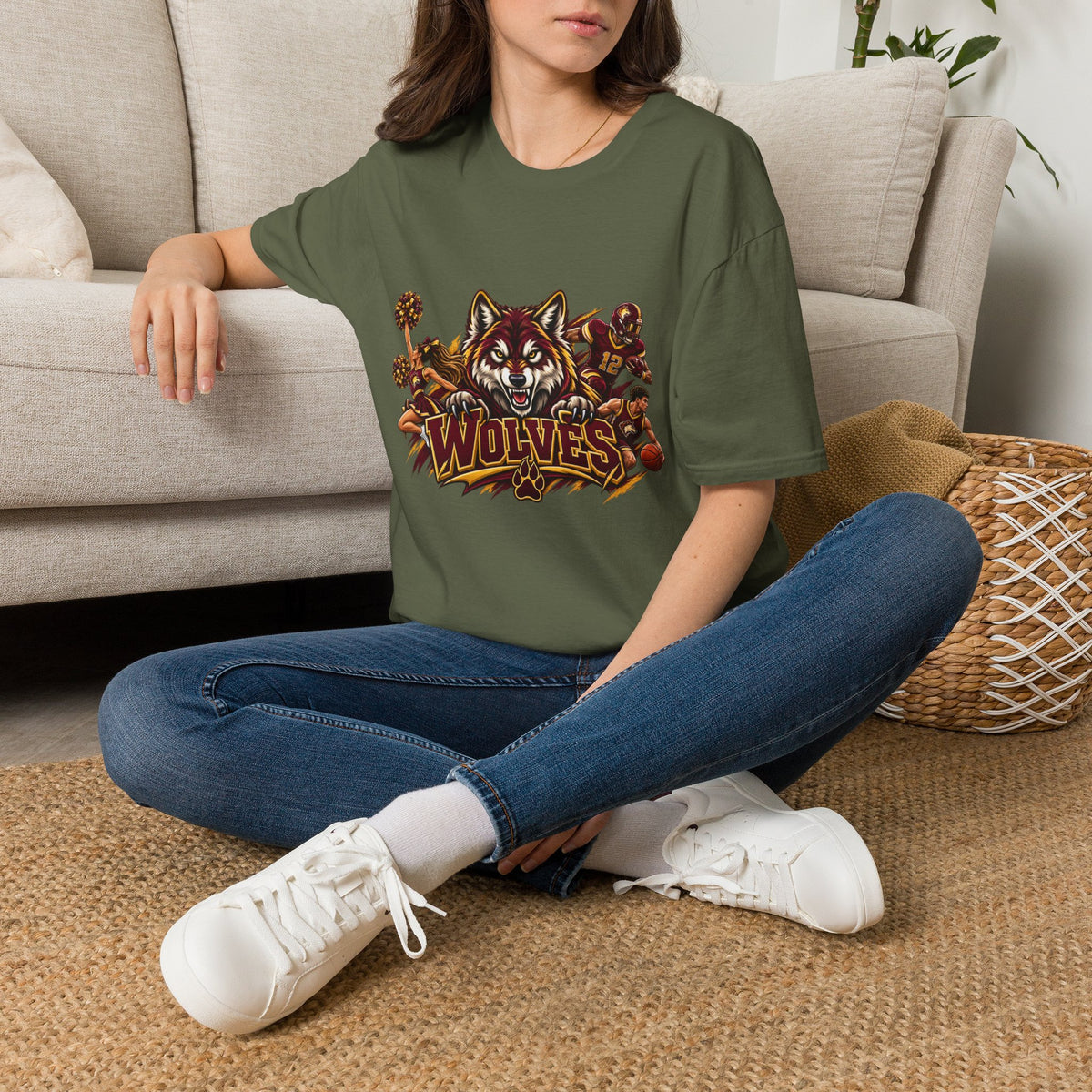Wolves Mascot T-Shirt — Fierce Wolf Sports Graphic Tee