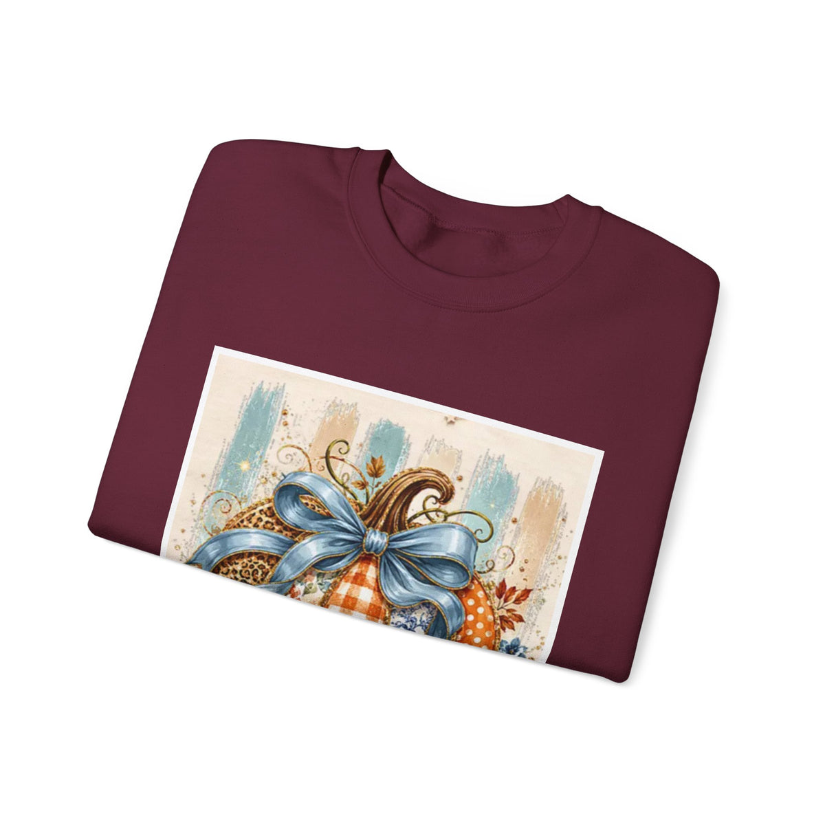 Autumn Plaid Pumpkins Crewneck Sweatshirt — Cozy Fall Pumpkin Art Pullover