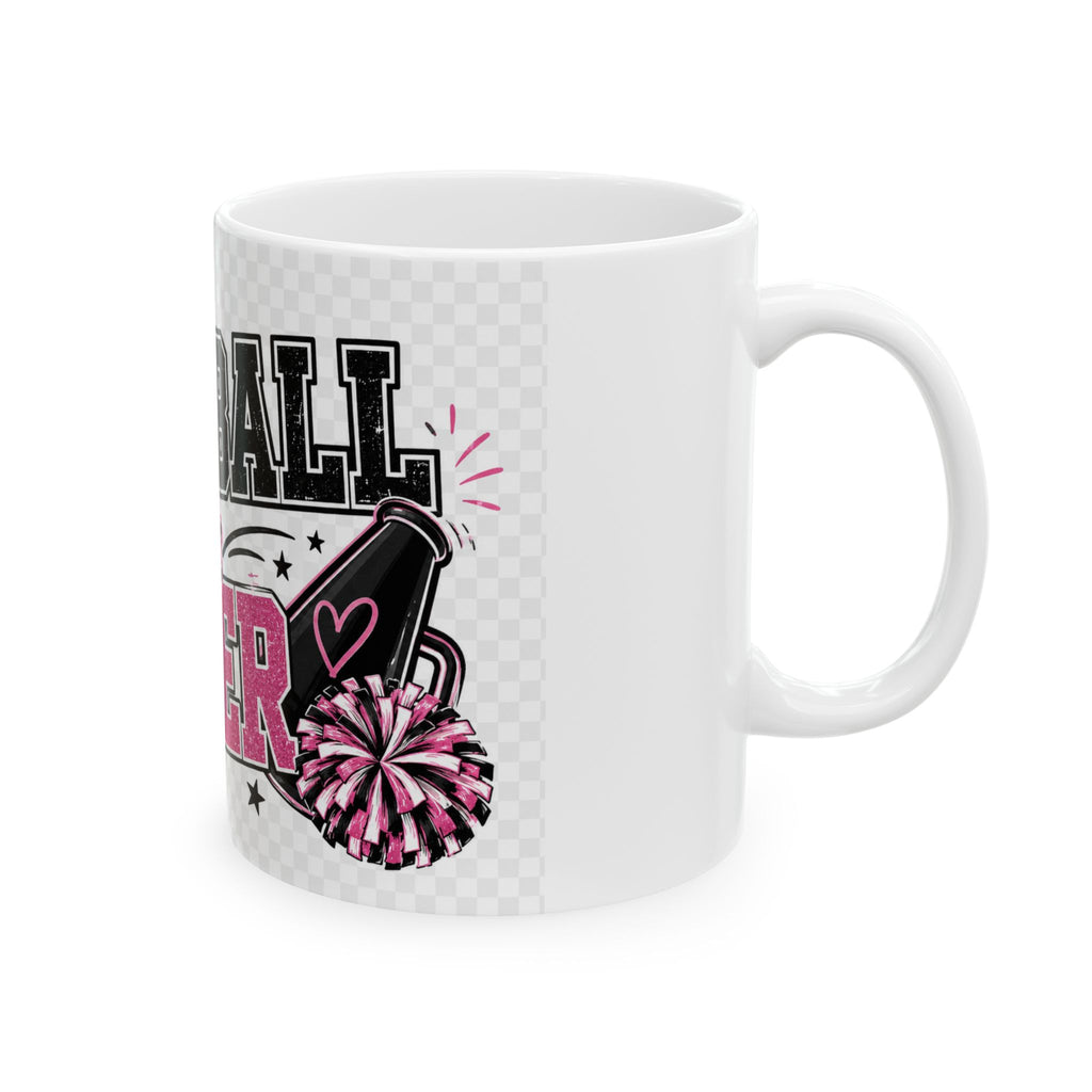 Football & Cheer Ceramic Mug — Pink Cheerleader & Football Team Coffee Cup (11oz/15oz)