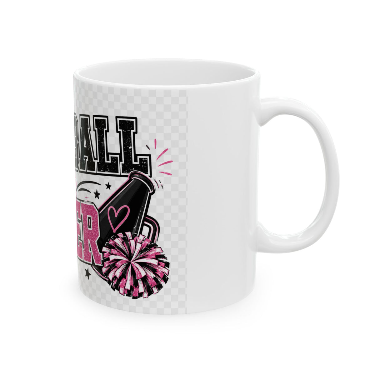 Football & Cheer Ceramic Mug — Pink Cheerleader & Football Team Coffee Cup (11oz/15oz)