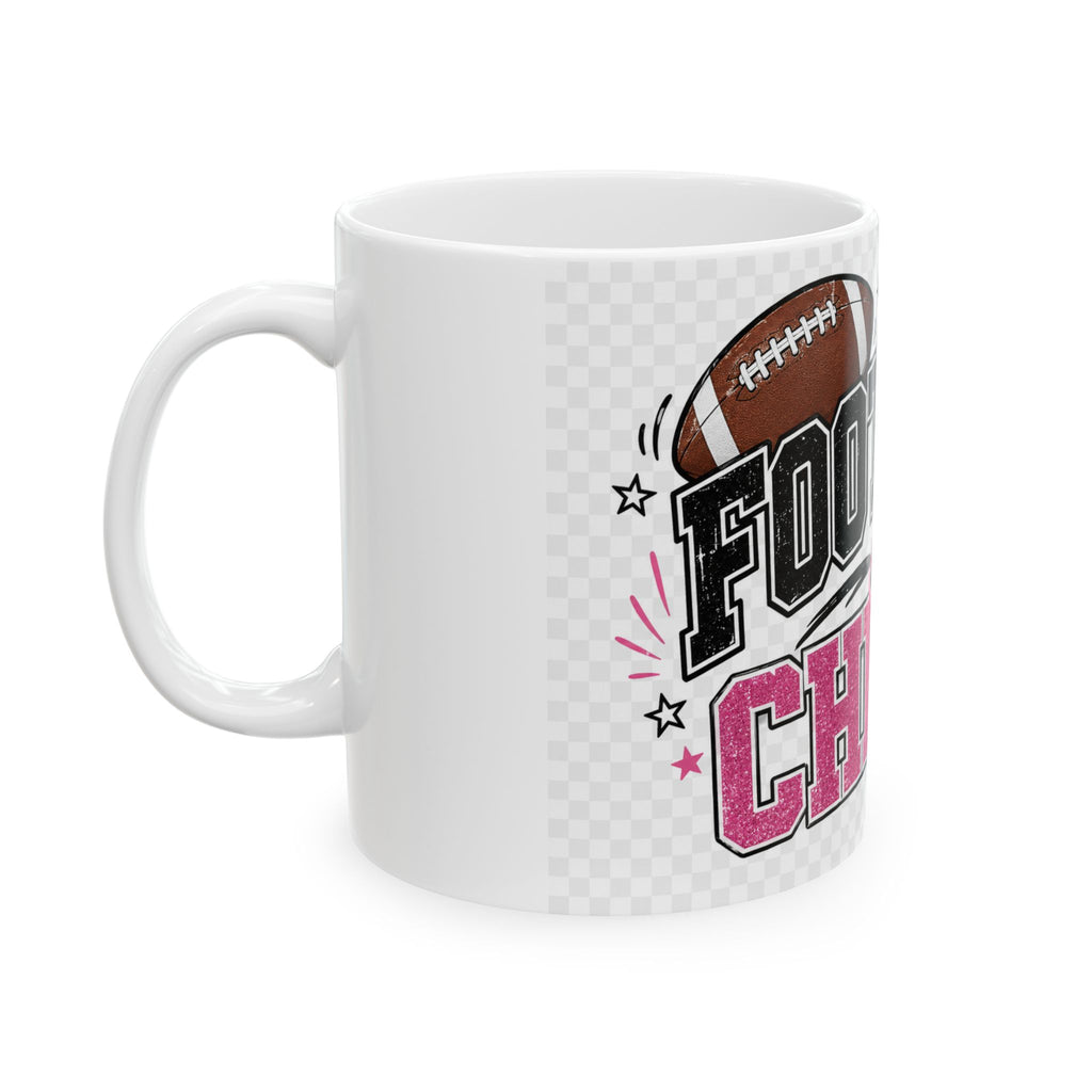 Football & Cheer Ceramic Mug — Pink Cheerleader & Football Team Coffee Cup (11oz/15oz)