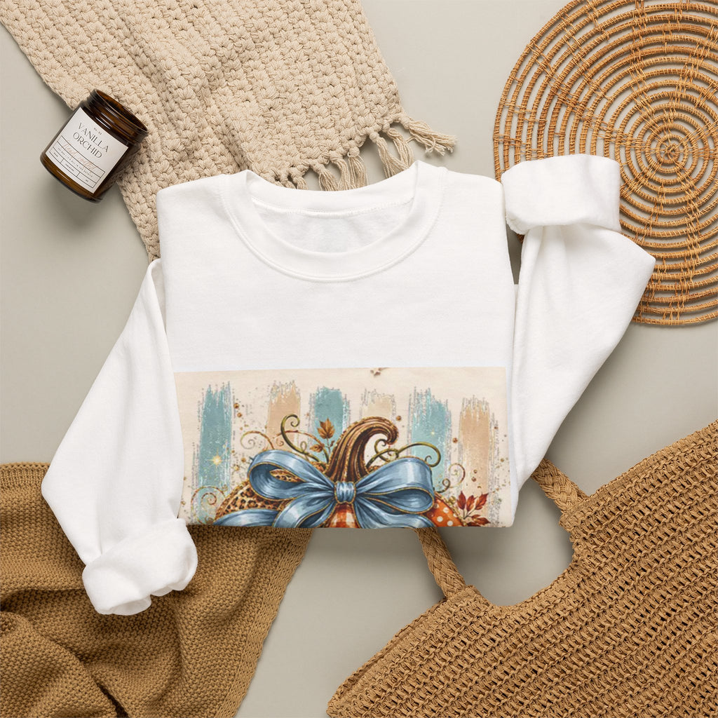 Autumn Plaid Pumpkins Crewneck Sweatshirt — Cozy Fall Pumpkin Art Pullover