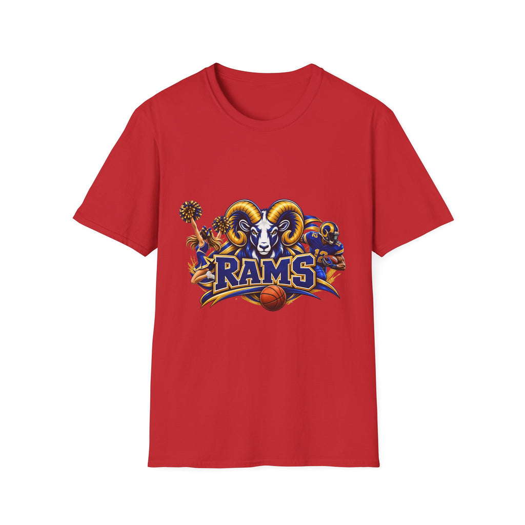 Rams Mascot T-Shirt — Vintage Sports Ram Head Basketball Graphic Tee