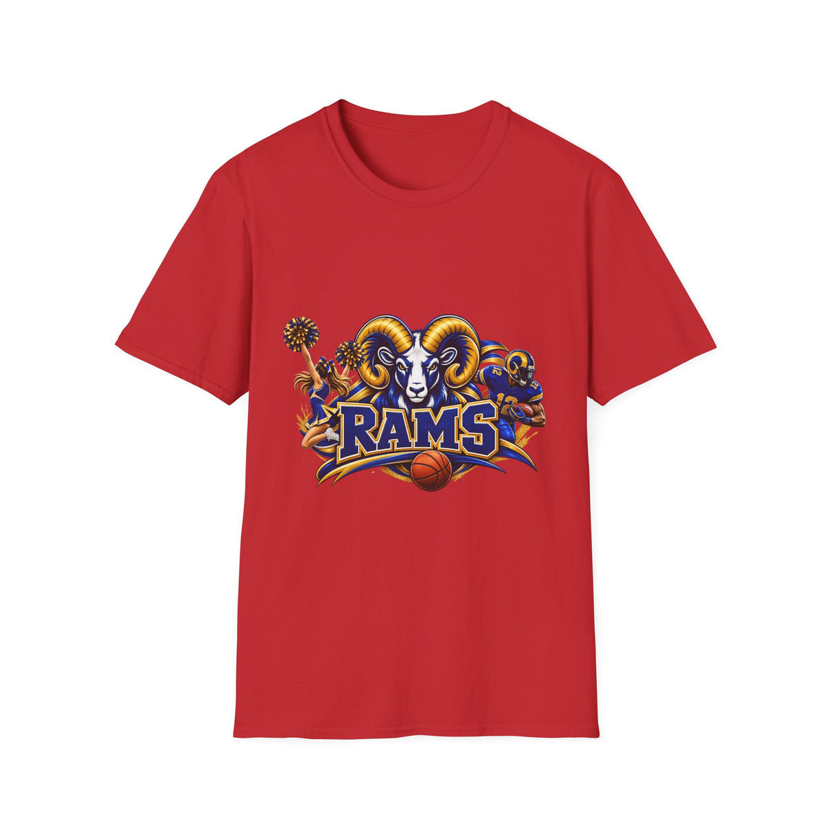 Rams Mascot T-Shirt — Vintage Sports Ram Head Basketball Graphic Tee