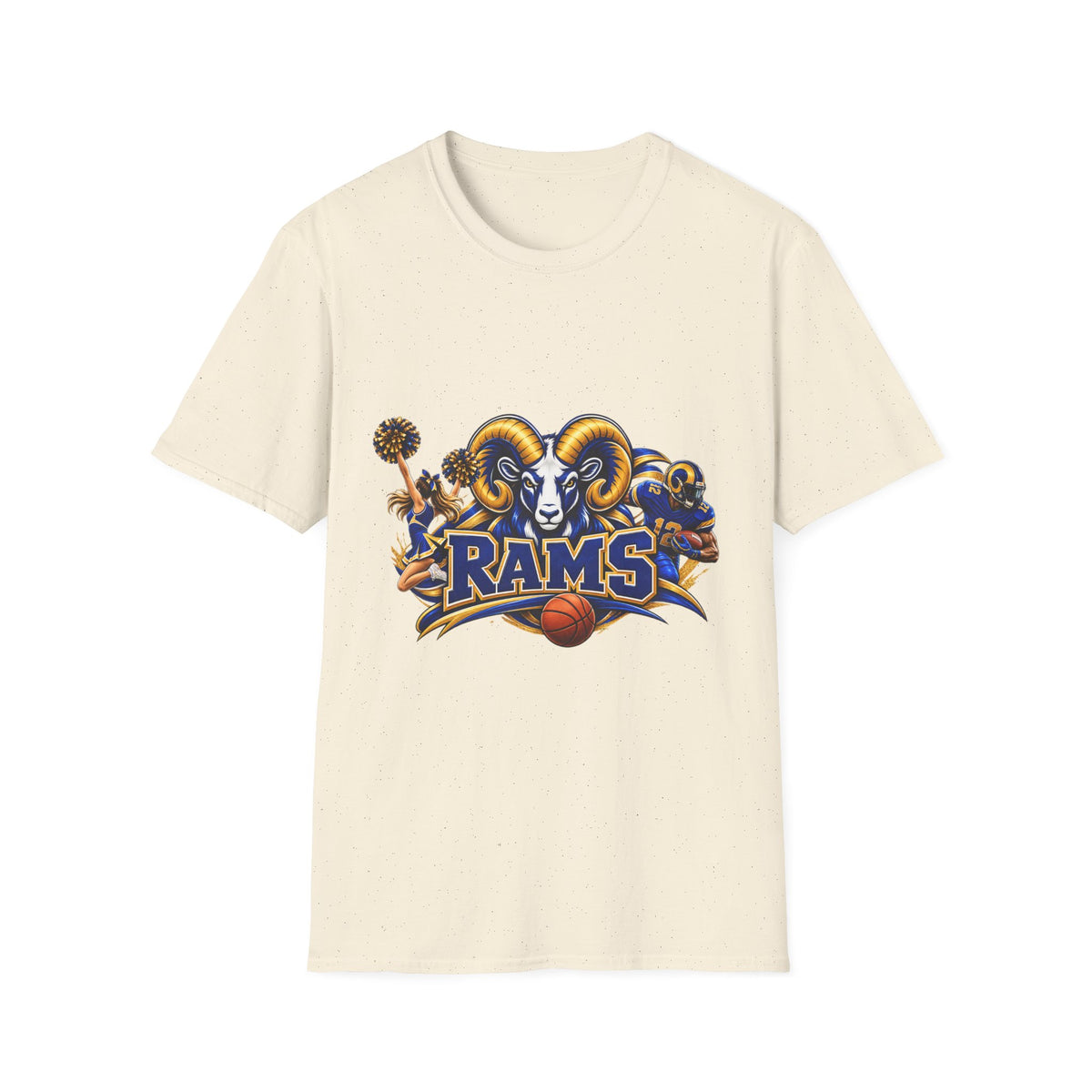Rams Mascot T-Shirt — Vintage Sports Ram Head Basketball Graphic Tee