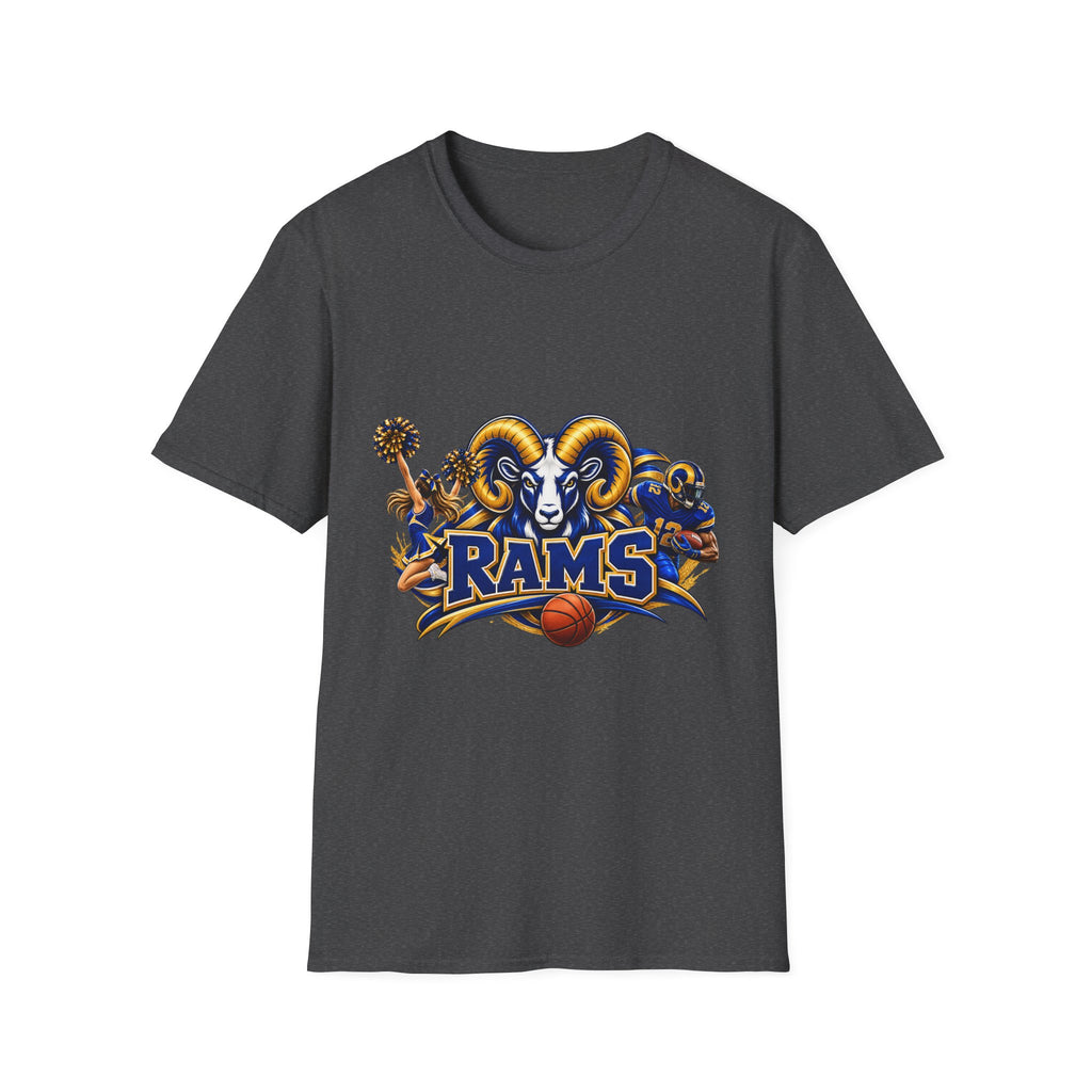 Rams Mascot T-Shirt — Vintage Sports Ram Head Basketball Graphic Tee