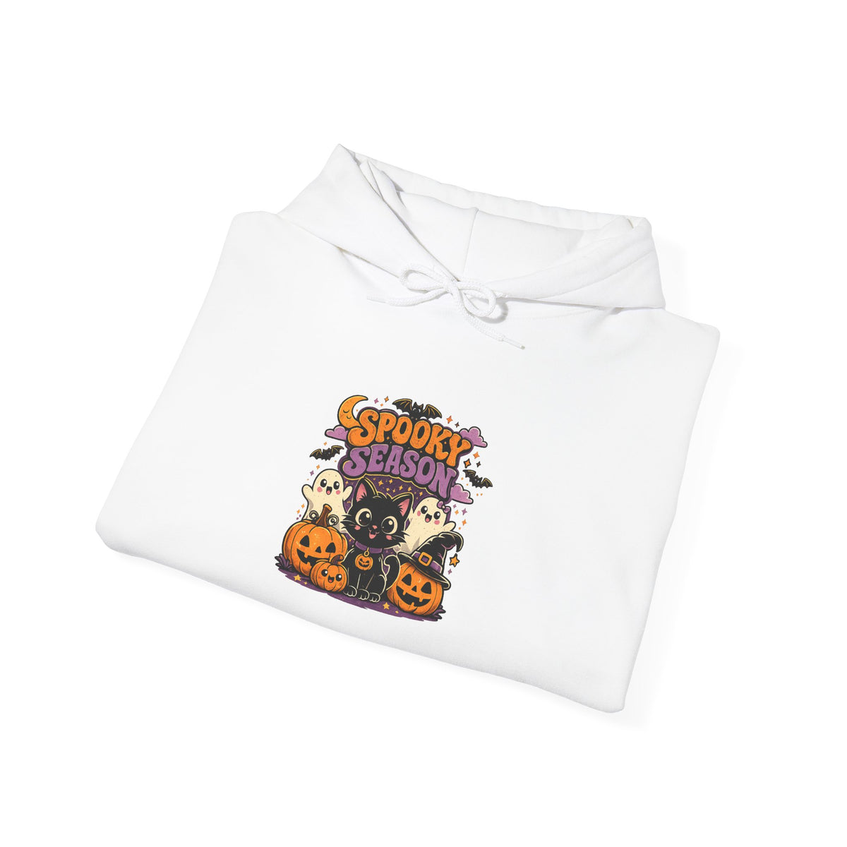 Spooky Season Halloween Hoodie – Cute Ghosts, Cats & Pumpkins Design