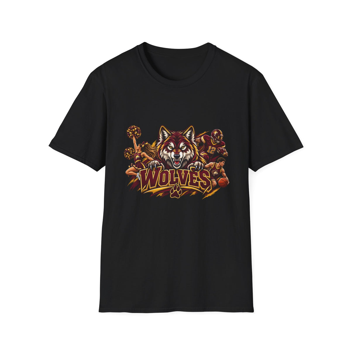 Wolves Mascot T-Shirt — Fierce Wolf Sports Graphic Tee