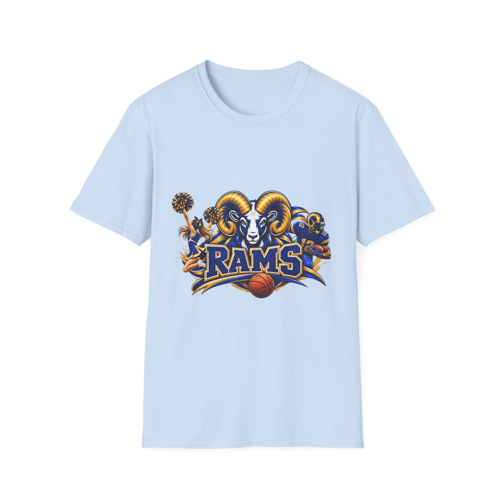 Rams Mascot T-Shirt — Vintage Sports Ram Head Basketball Graphic Tee