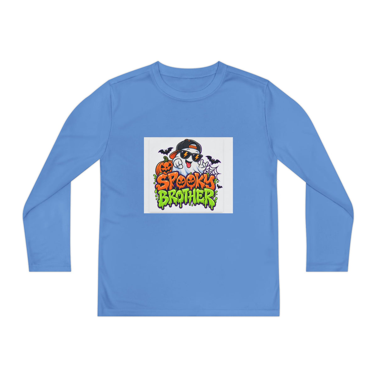 Youth Long Sleeve Tee — "Spooky Brother" Halloween Ghost Graphic