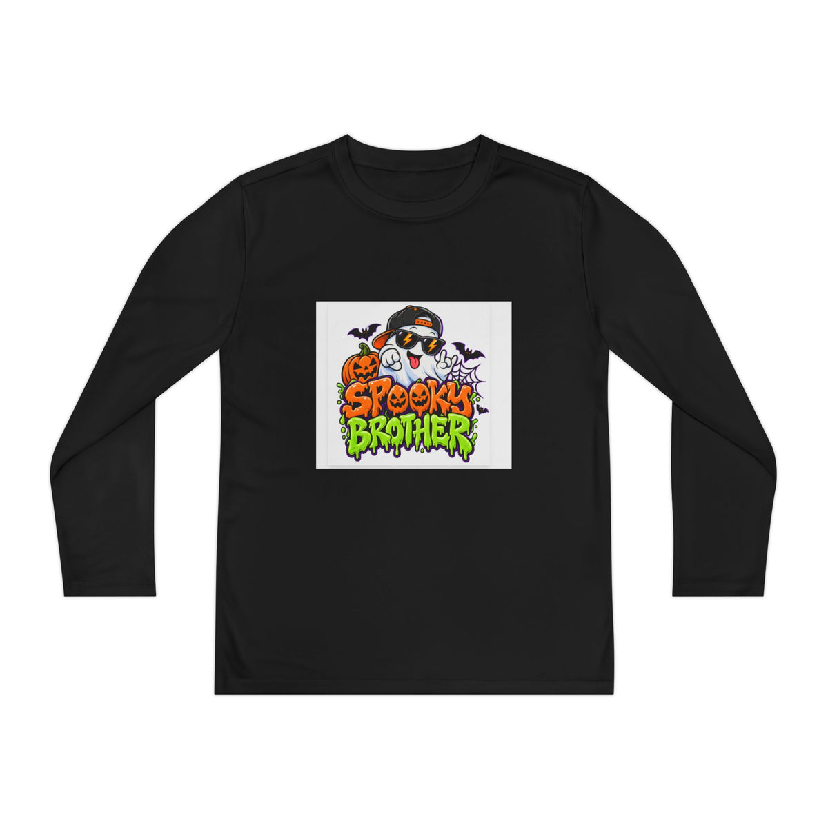 Youth Long Sleeve Tee — "Spooky Brother" Halloween Ghost Graphic