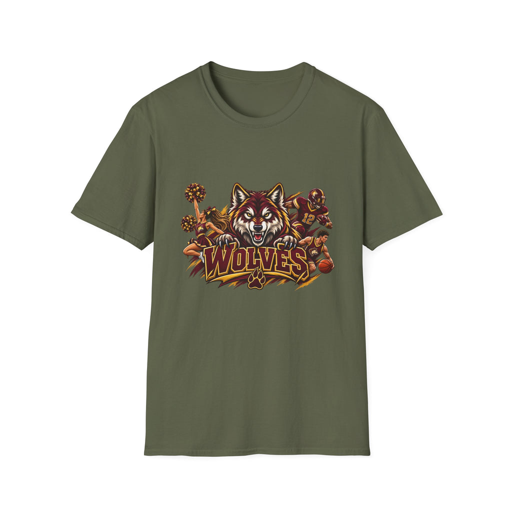 Wolves Mascot T-Shirt — Fierce Wolf Sports Graphic Tee