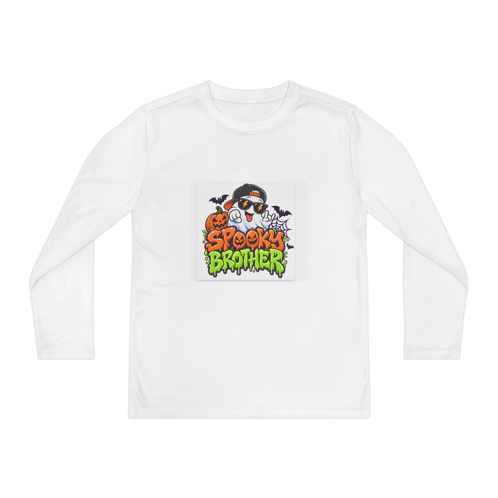 Youth Long Sleeve Tee — "Spooky Brother" Halloween Ghost Graphic